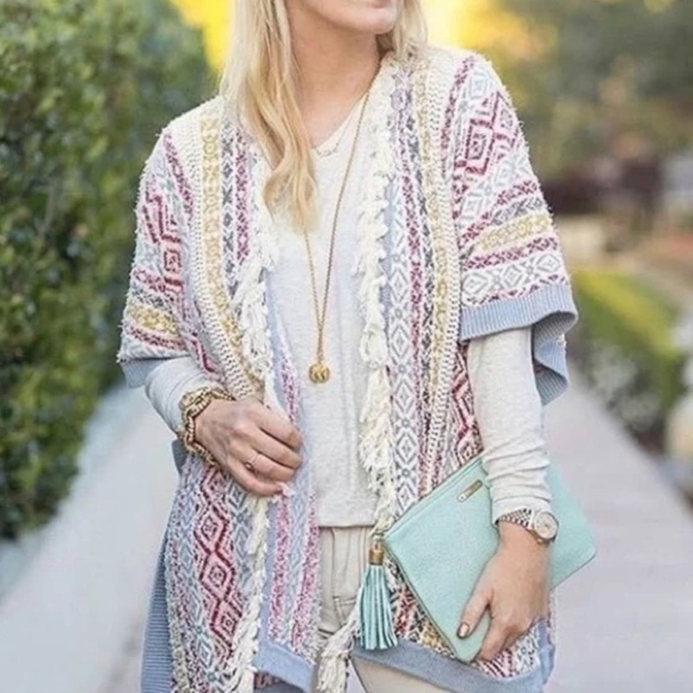 Cabi Multicolor Patterned Poncho